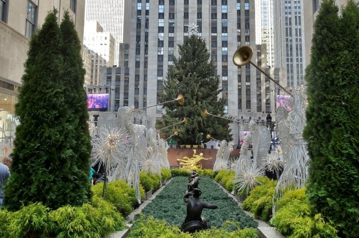 Vorweihnachtszeit in New York Rockefeller Center Engel
