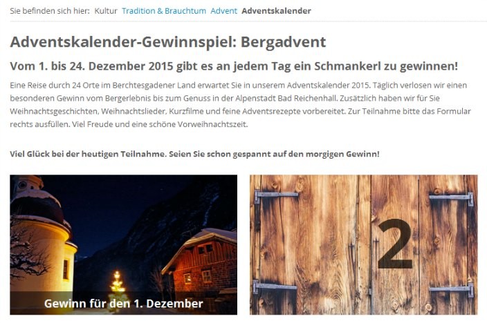 Online Adventskalender 2015 Bergadvent